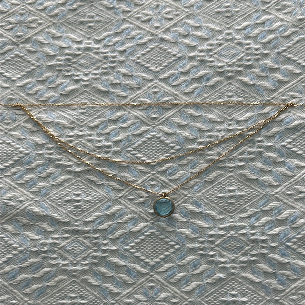 14k GOLD. Made in Italy. 3 Tier strand 14k Gold Necklace. Aqua Charm excluded